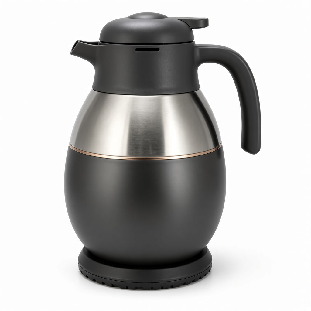 Black and Stainless Steel Thermal Carafe with Copper Accent | Vacuum Insulated Coffee Pot