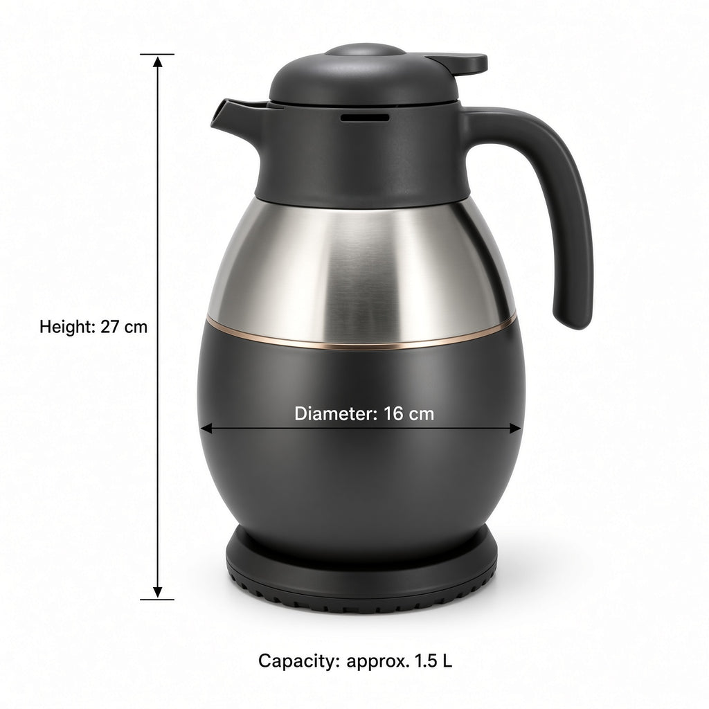 Black and Stainless Steel Thermal Carafe with Copper Accent | Vacuum Insulated Coffee Pot
