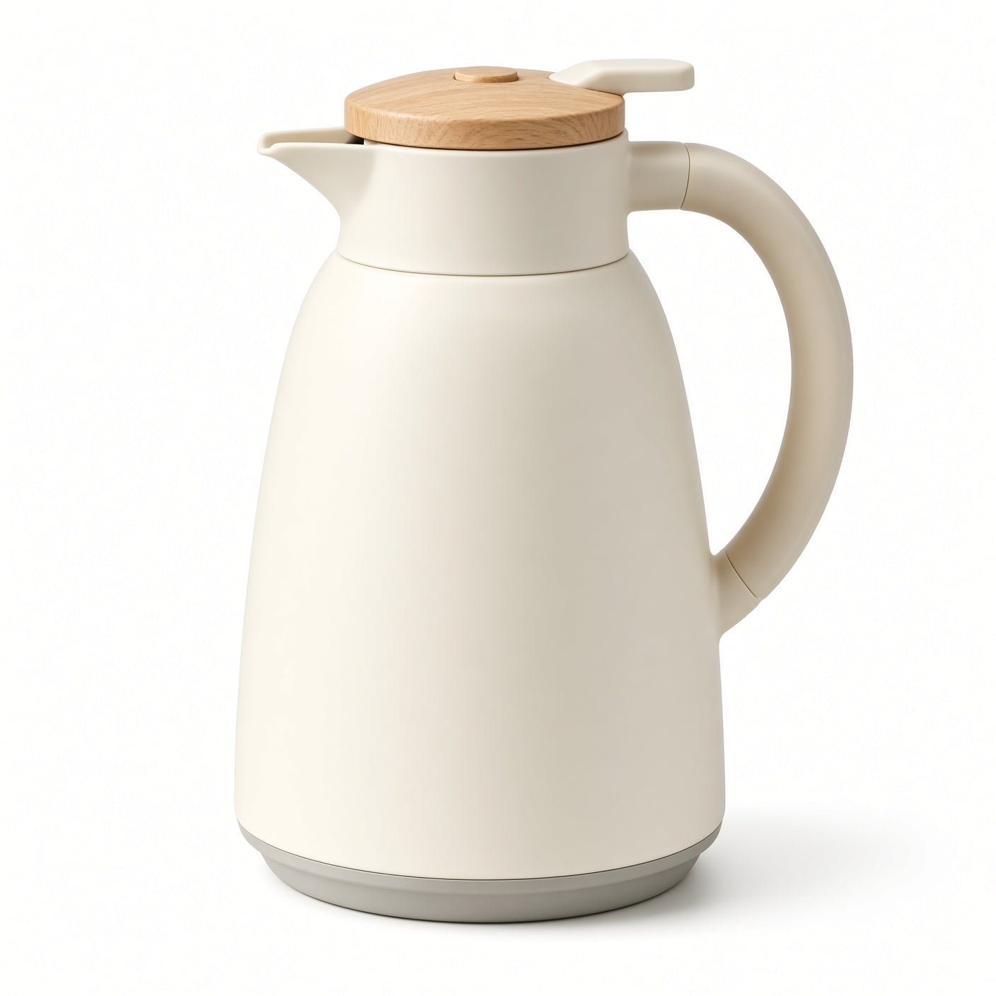 Cream Thermal Carafe with Wooden Lid | Vacuum Insulated Coffee Pot