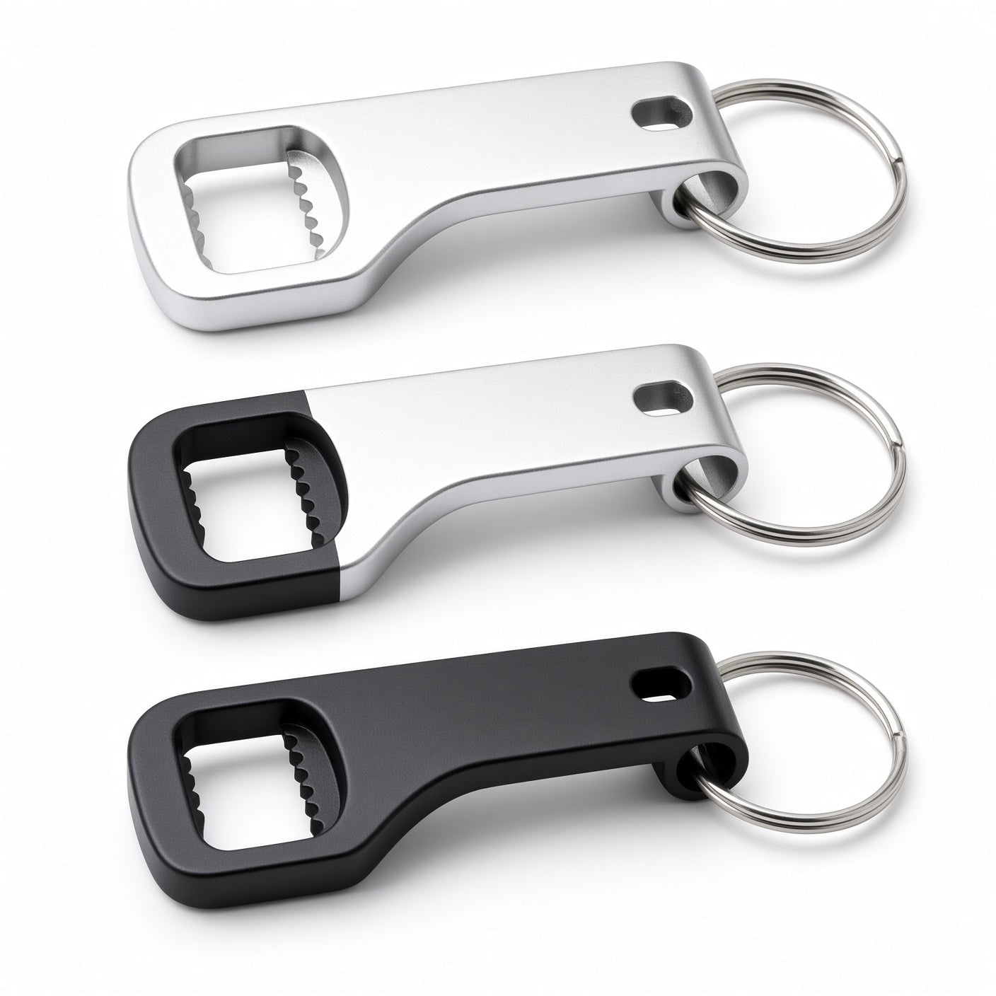 Keychain Bottle Opener 3-Pack – Silver & Black